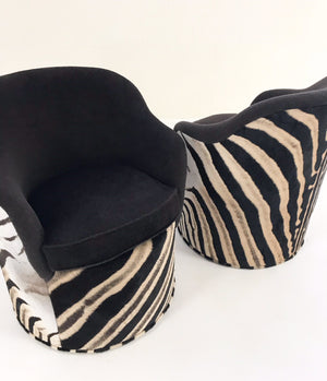 John Saladino for Dunbar Petal Chairs in Loro Piana Alpaca and Virgin Wool and Zebra Hide