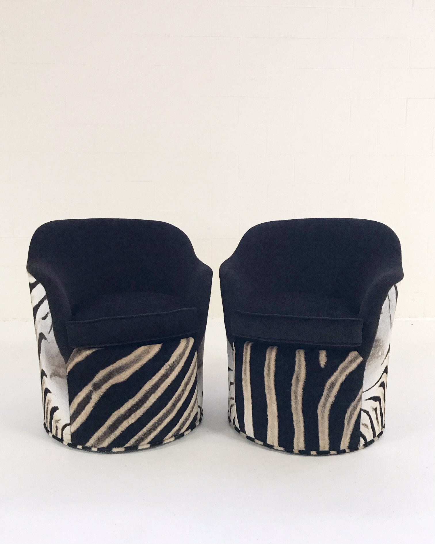John Saladino for Dunbar Petal Chairs in Loro Piana Alpaca and Virgin Wool and Zebra Hide