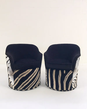 John Saladino for Dunbar Petal Chairs in Loro Piana Alpaca and Virgin Wool and Zebra Hide