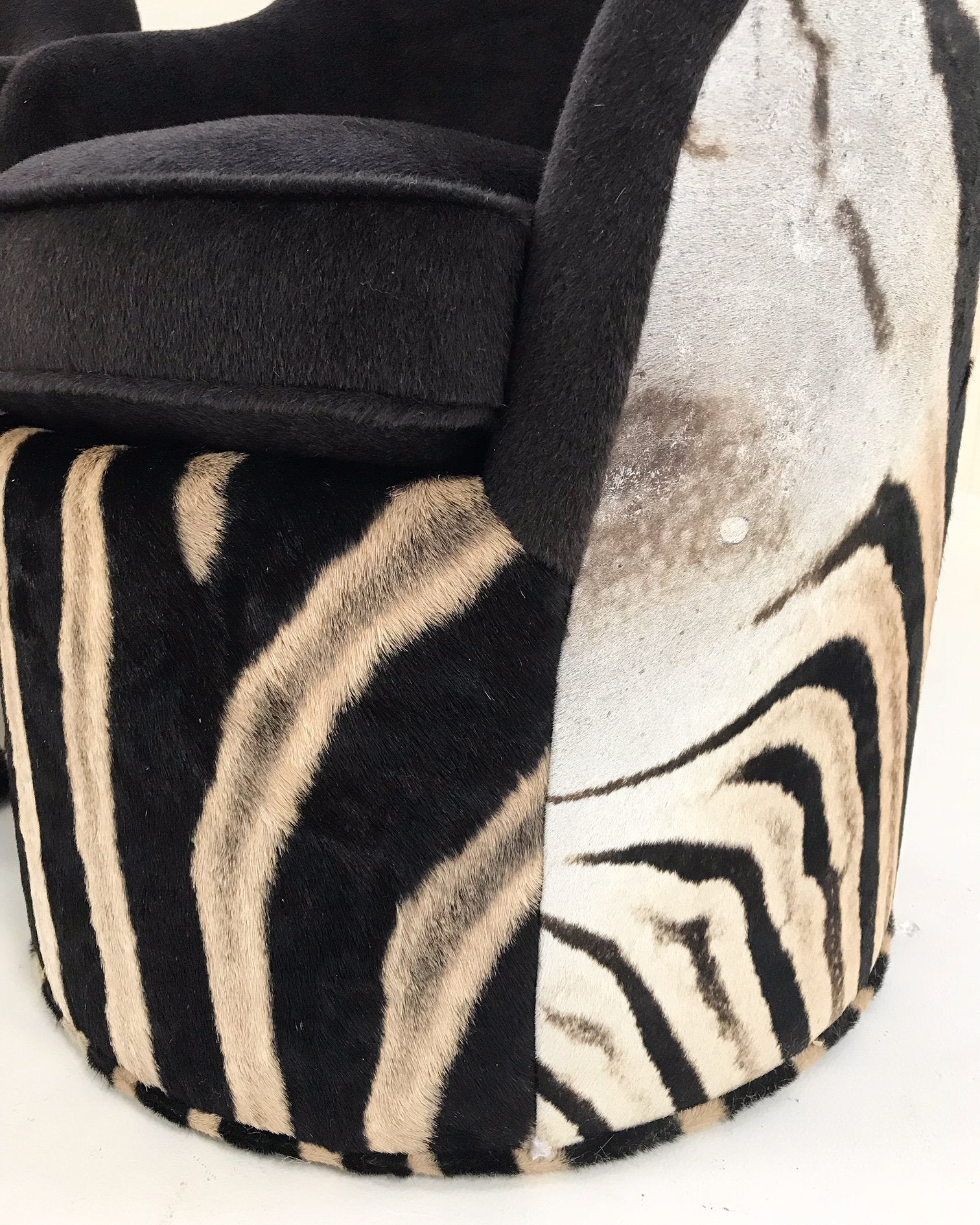 John Saladino for Dunbar Petal Chairs in Loro Piana Alpaca and Virgin Wool and Zebra Hide