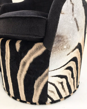 John Saladino for Dunbar Petal Chairs in Loro Piana Alpaca and Virgin Wool and Zebra Hide