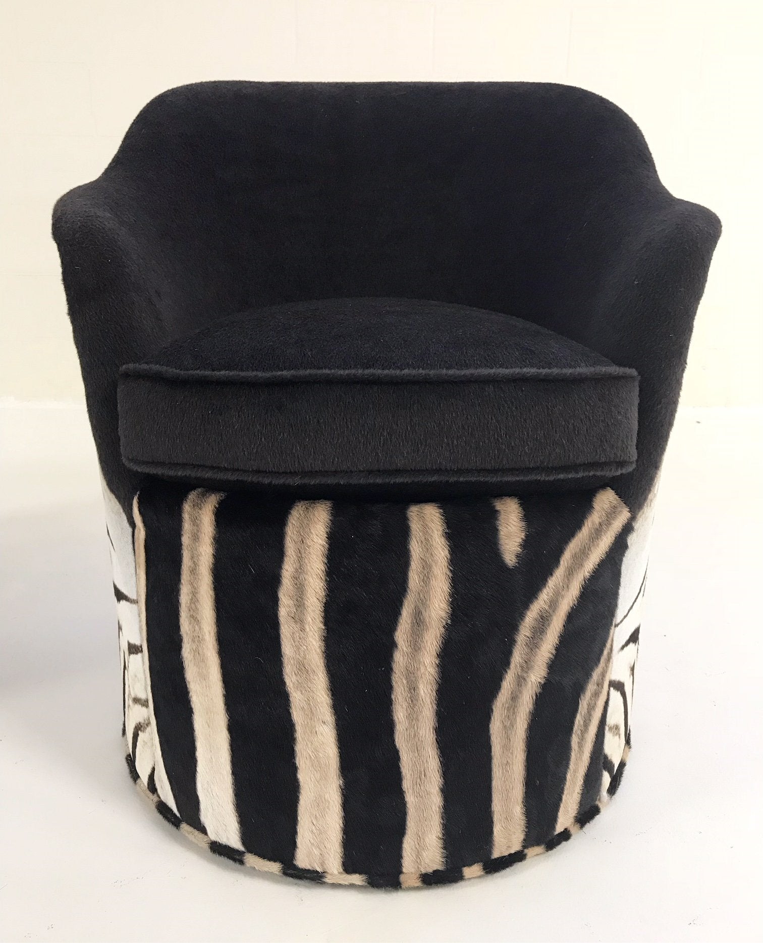 John Saladino for Dunbar Petal Chairs in Loro Piana Alpaca and Virgin Wool and Zebra Hide