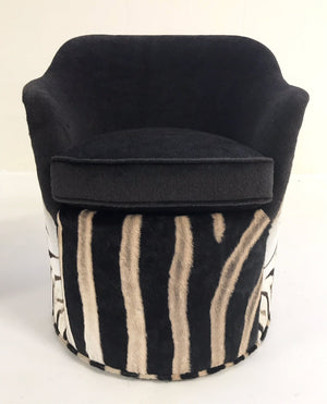 John Saladino for Dunbar Petal Chairs in Loro Piana Alpaca and Virgin Wool and Zebra Hide