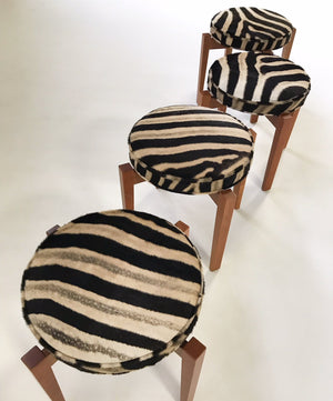 Jens Risom for Ralph Pucci Glasshouse Bench Stools in Zebra Hide - Set of 4