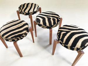 Jens Risom for Ralph Pucci Glasshouse Bench Stools in Zebra Hide - Set of 4
