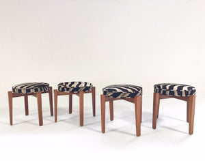 Jens Risom for Ralph Pucci Glasshouse Bench Stools in Zebra Hide - Set of 4