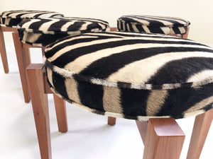 Jens Risom for Ralph Pucci Glasshouse Bench Stools in Zebra Hide - Set of 4