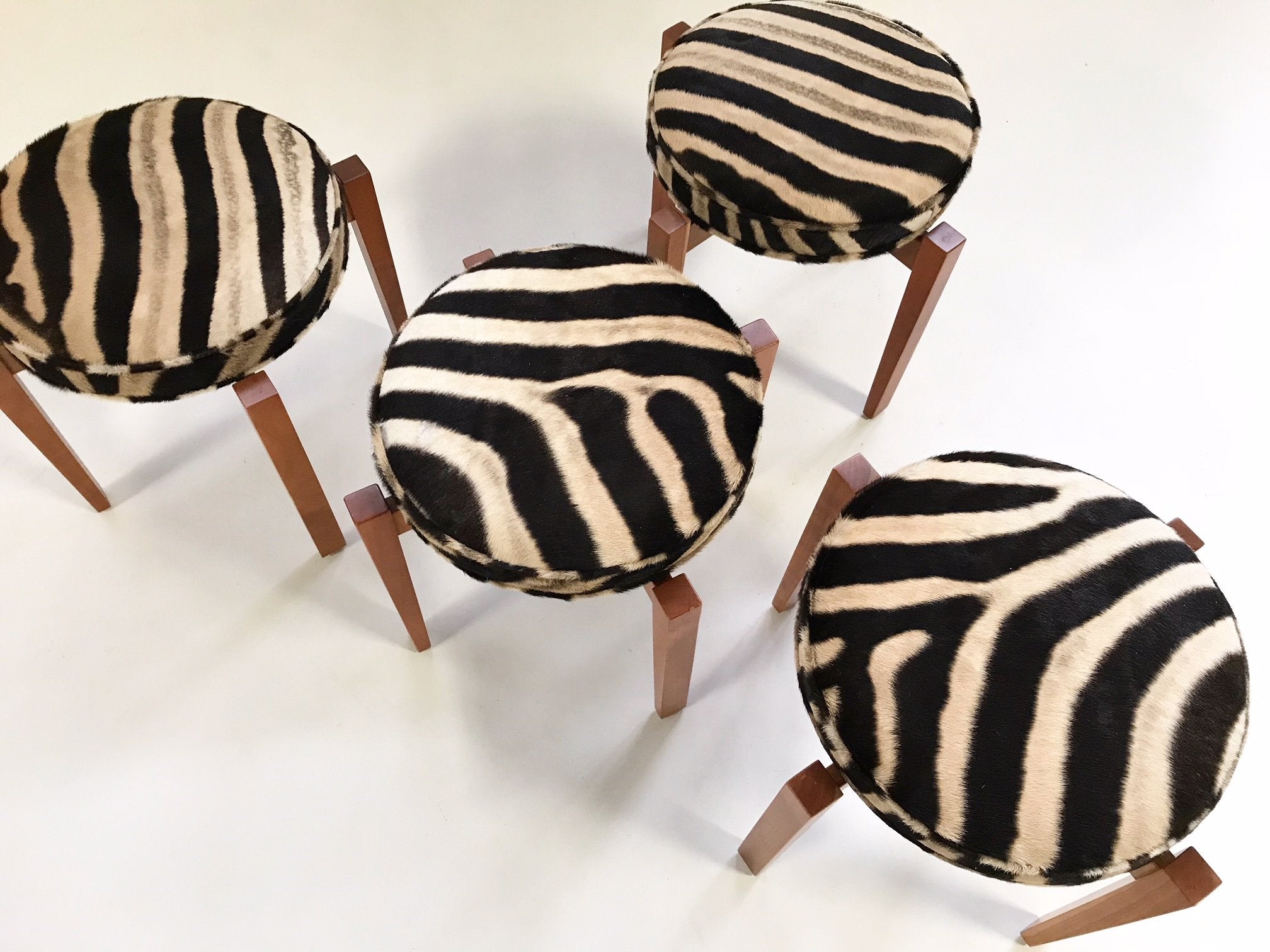 Jens Risom for Ralph Pucci Glasshouse Bench Stools in Zebra Hide - Set of 4