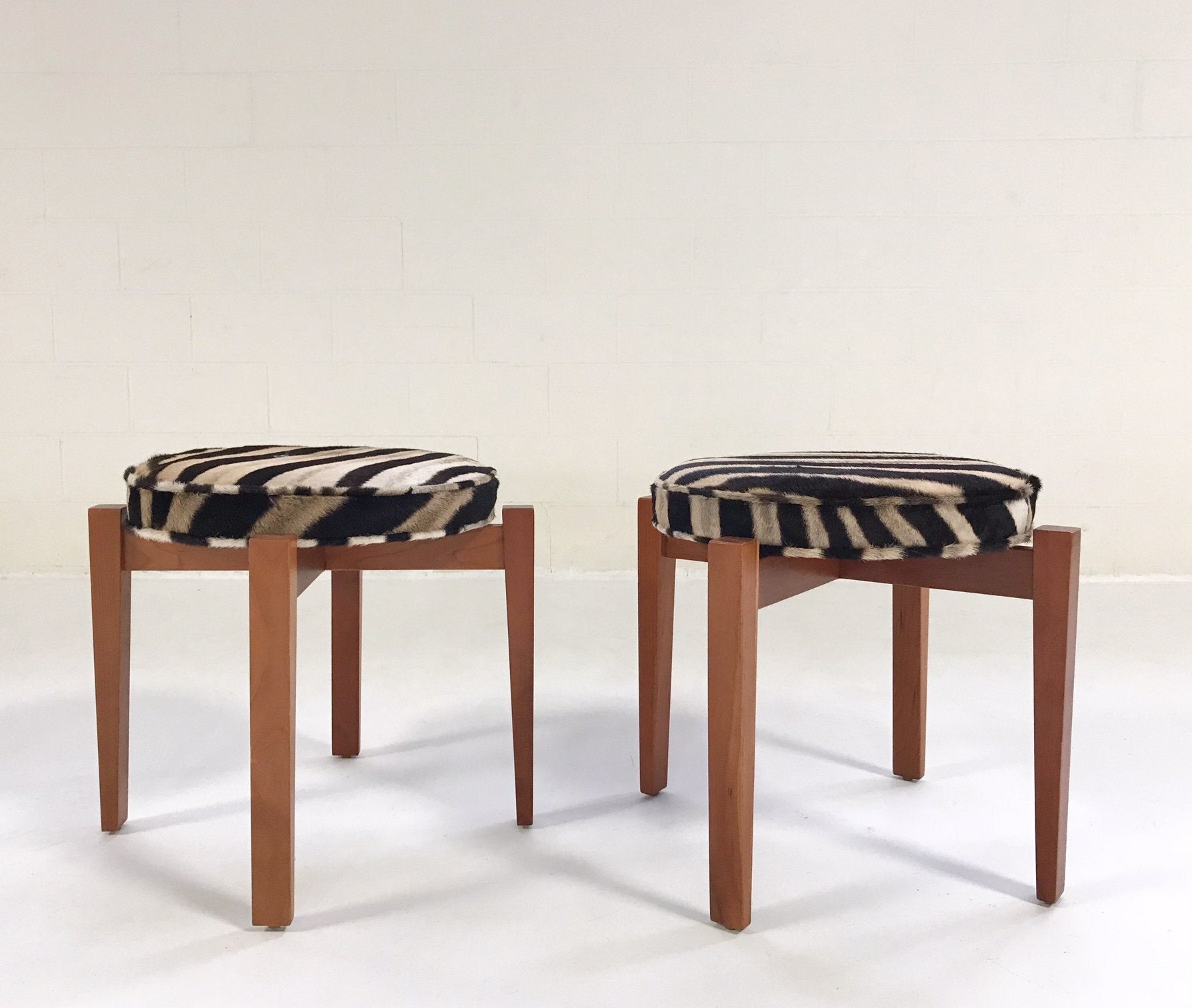 Jens Risom for Ralph Pucci Glasshouse Bench Stools in Zebra Hide