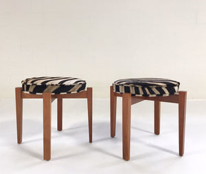 Jens Risom for Ralph Pucci Glasshouse Bench Stools in Zebra Hide