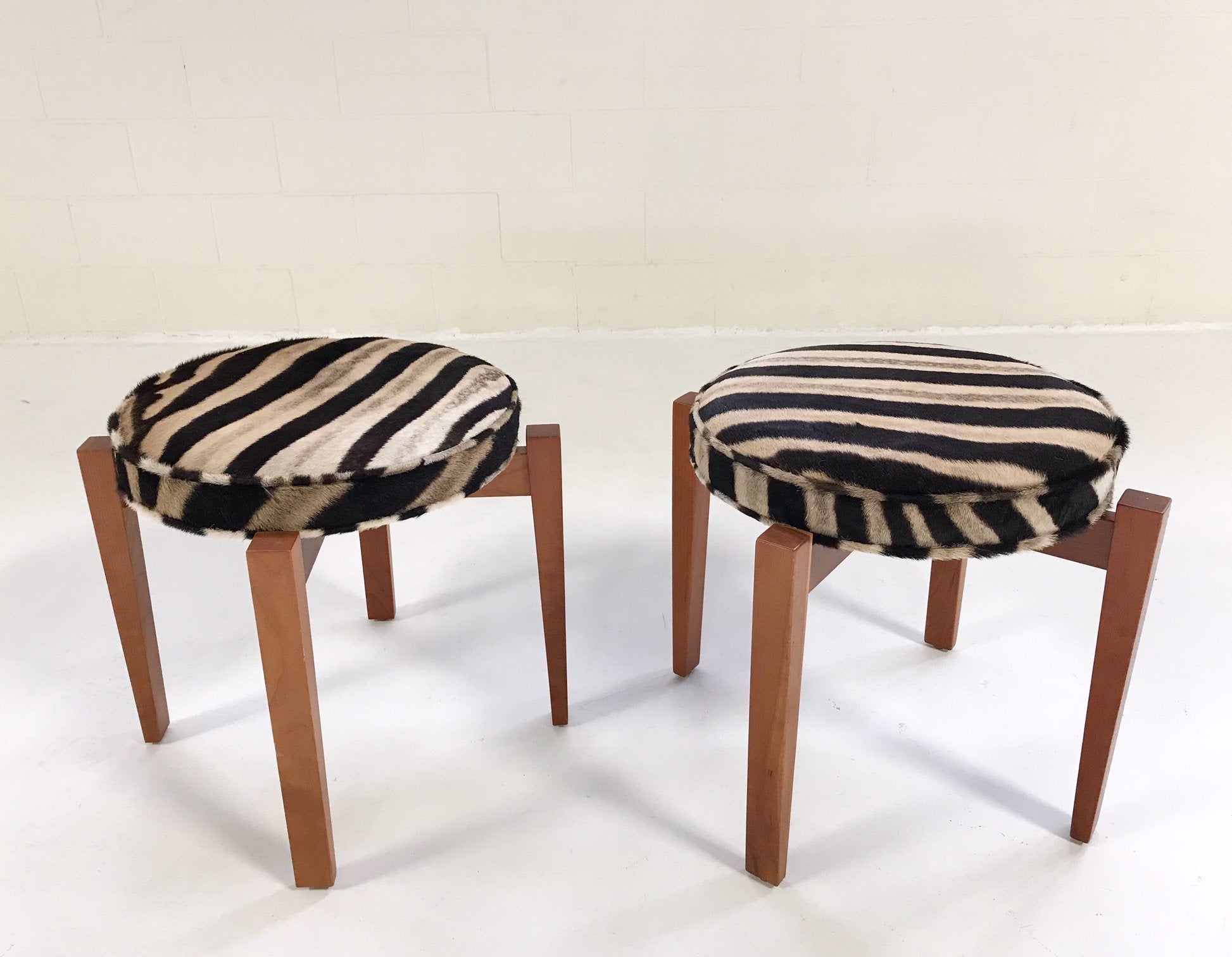 Jens Risom for Ralph Pucci Glasshouse Bench Stools in Zebra Hide