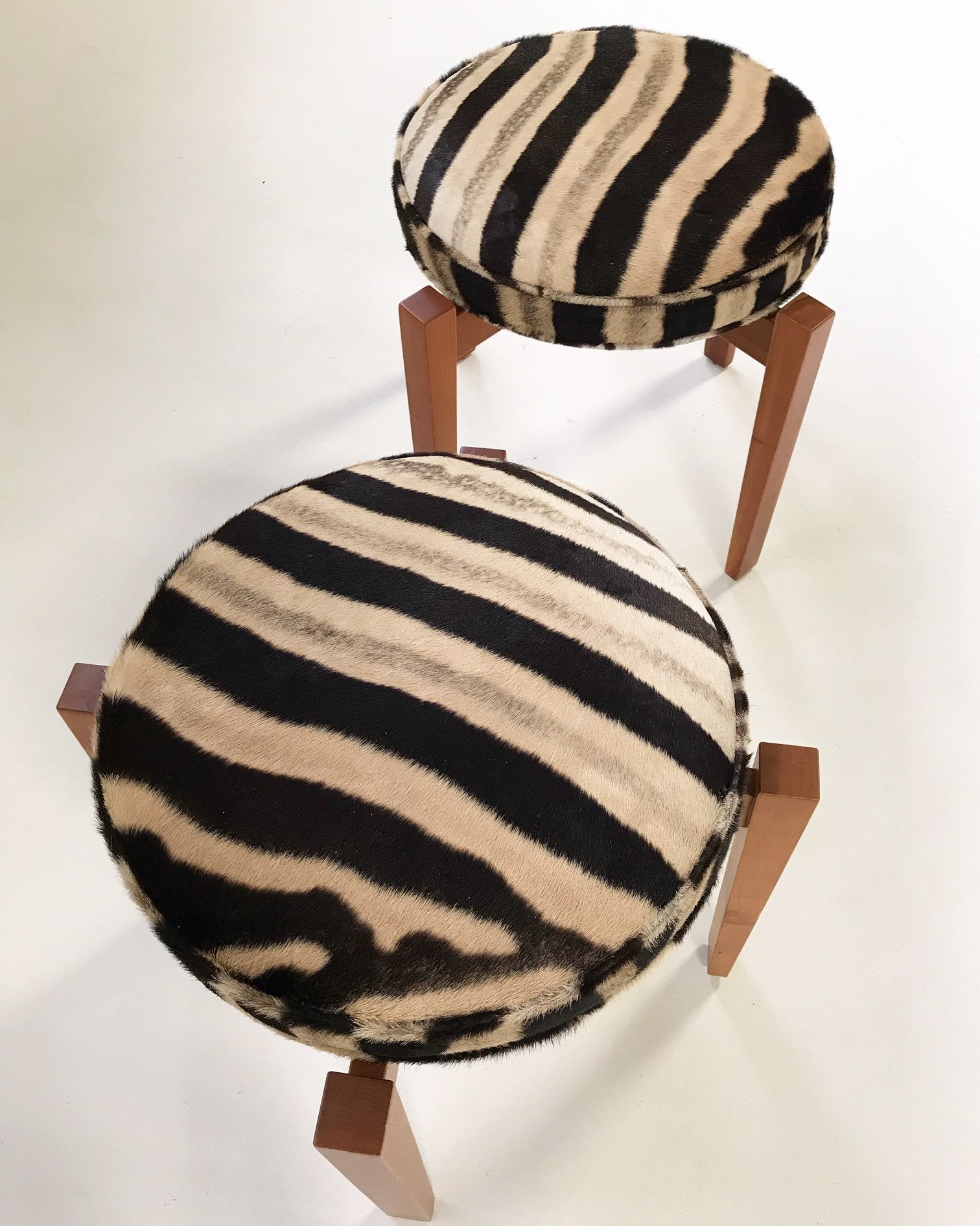 Jens Risom for Ralph Pucci Glasshouse Bench Stools in Zebra Hide