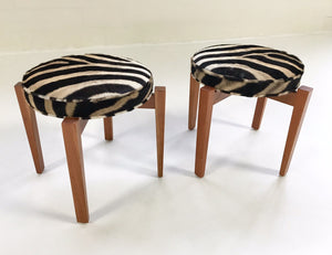 Jens Risom for Ralph Pucci Glasshouse Bench Stools in Zebra Hide