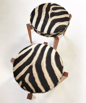 Jens Risom for Ralph Pucci Glasshouse Bench Stools in Zebra Hide