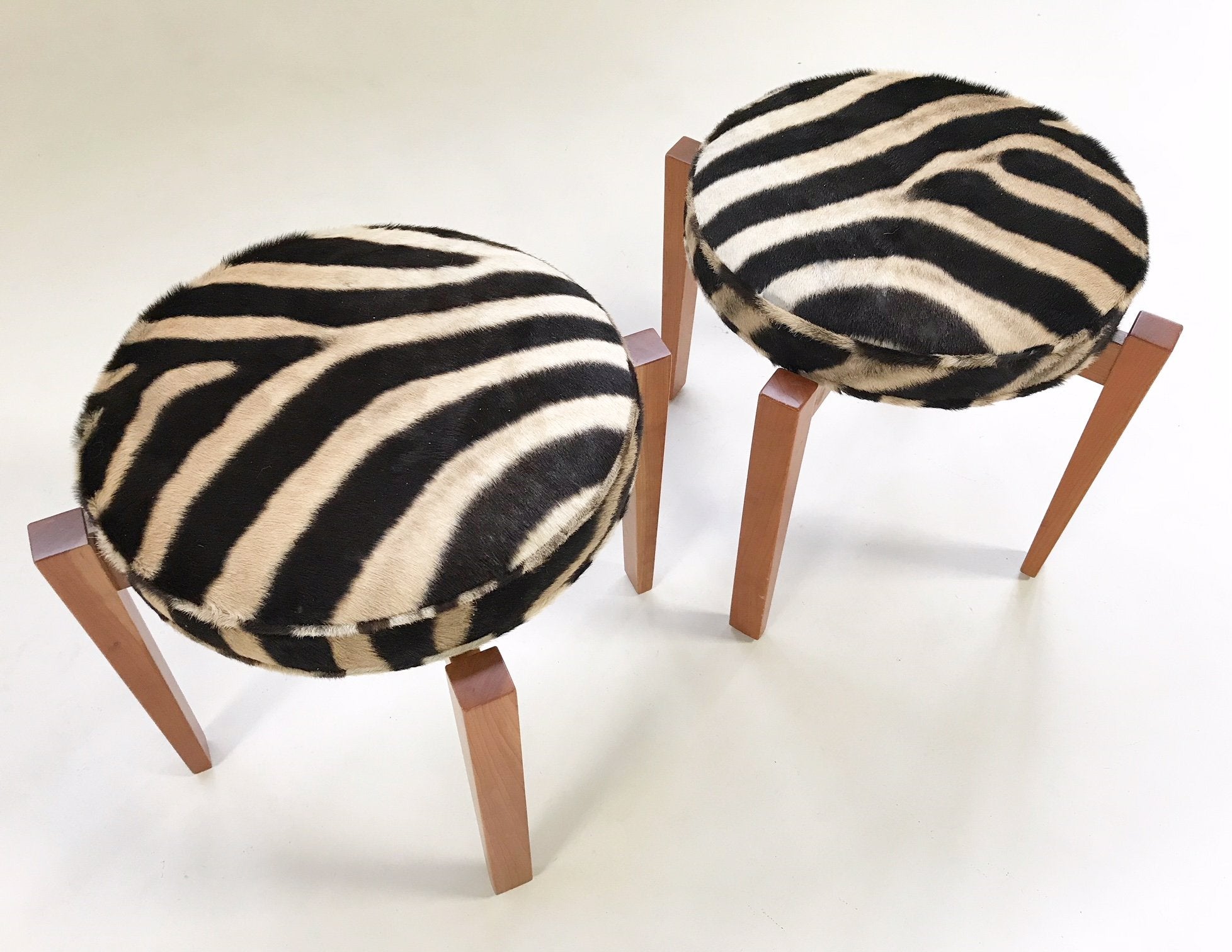 Jens Risom for Ralph Pucci Glasshouse Bench Stools in Zebra Hide