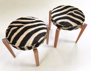 Jens Risom for Ralph Pucci Glasshouse Bench Stools in Zebra Hide