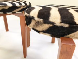 Jens Risom for Ralph Pucci Glasshouse Bench Stools in Zebra Hide
