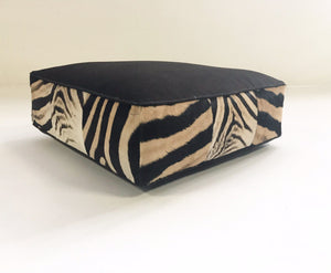 Extra Large Floor Pillow in Loro Piana Alpaca and Virgin Wool and Zebra Hide