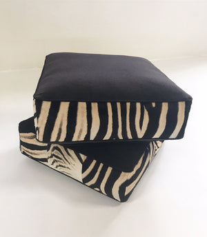 Extra Large Floor Pillow in Loro Piana Alpaca and Virgin Wool and Zebra Hide