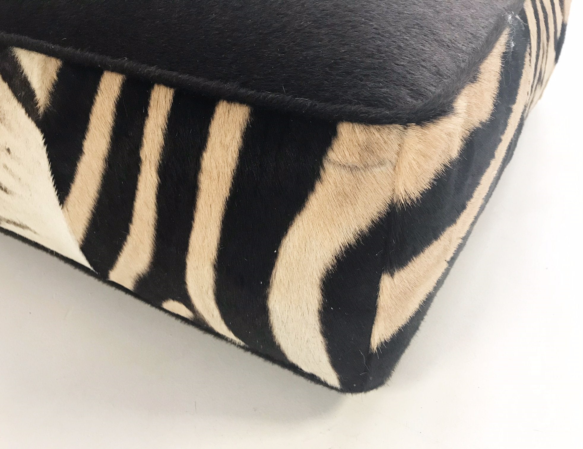 Extra Large Floor Pillow in Loro Piana Alpaca and Virgin Wool and Zebra Hide