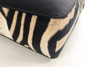 Extra Large Floor Pillow in Loro Piana Alpaca and Virgin Wool and Zebra Hide