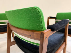 Set of 4 Midcentury Swedish Chairs in Brazilian Cowhide and Isabel Marant Silk Wool