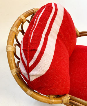 Rattan Chair in the Style of Franco Albini Restored with Isabel Marant Silk Wool Cushions