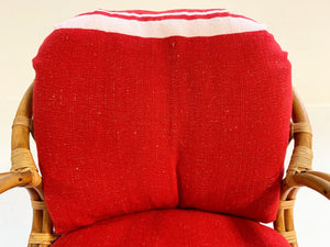 Rattan Chair in the Style of Franco Albini Restored with Isabel Marant Silk Wool Cushions