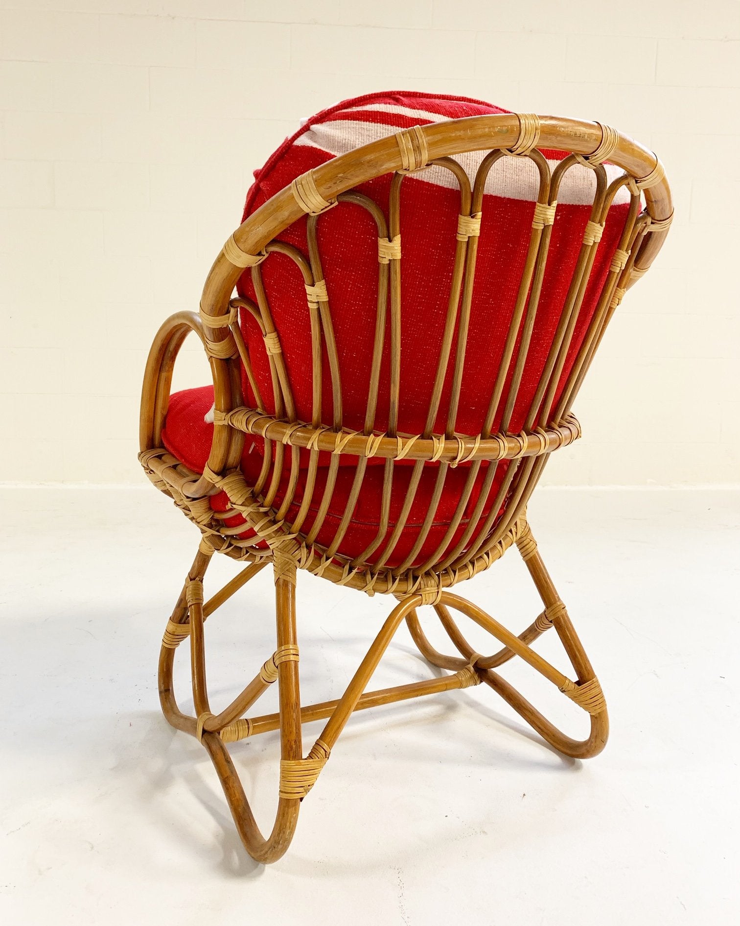 Rattan Chair in the Style of Franco Albini Restored with Isabel Marant Silk Wool Cushions