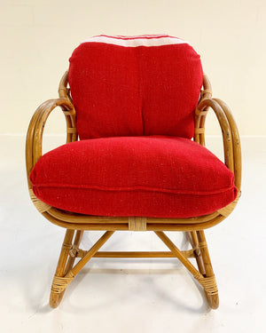 Rattan Chair in the Style of Franco Albini Restored with Isabel Marant Silk Wool Cushions