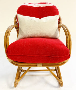 Rattan Chair in the Style of Franco Albini Restored with Isabel Marant Silk Wool Cushions