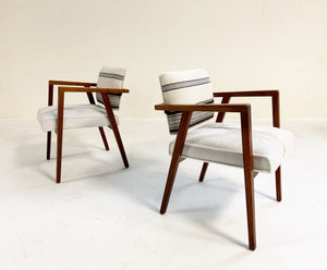 Franco Albini for Knoll Model 48 Chairs in Ivory Calfskin and Isabel Marant Ivory Silk Wool
