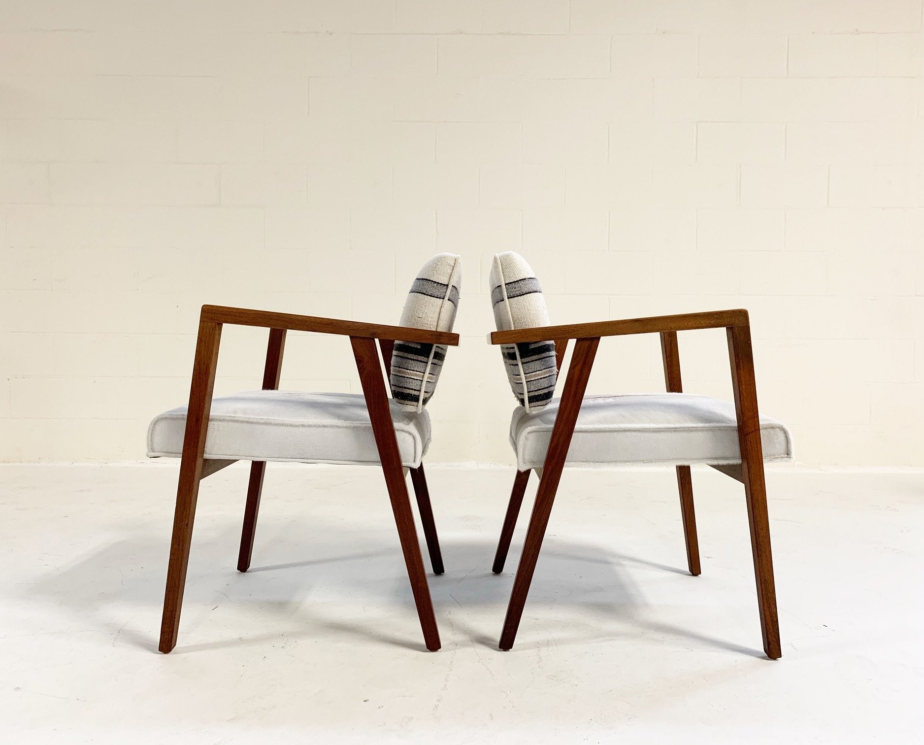 Franco Albini for Knoll Model 48 Chairs in Ivory Calfskin and Isabel Marant Ivory Silk Wool