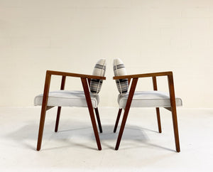 Franco Albini for Knoll Model 48 Chairs in Ivory Calfskin and Isabel Marant Ivory Silk Wool