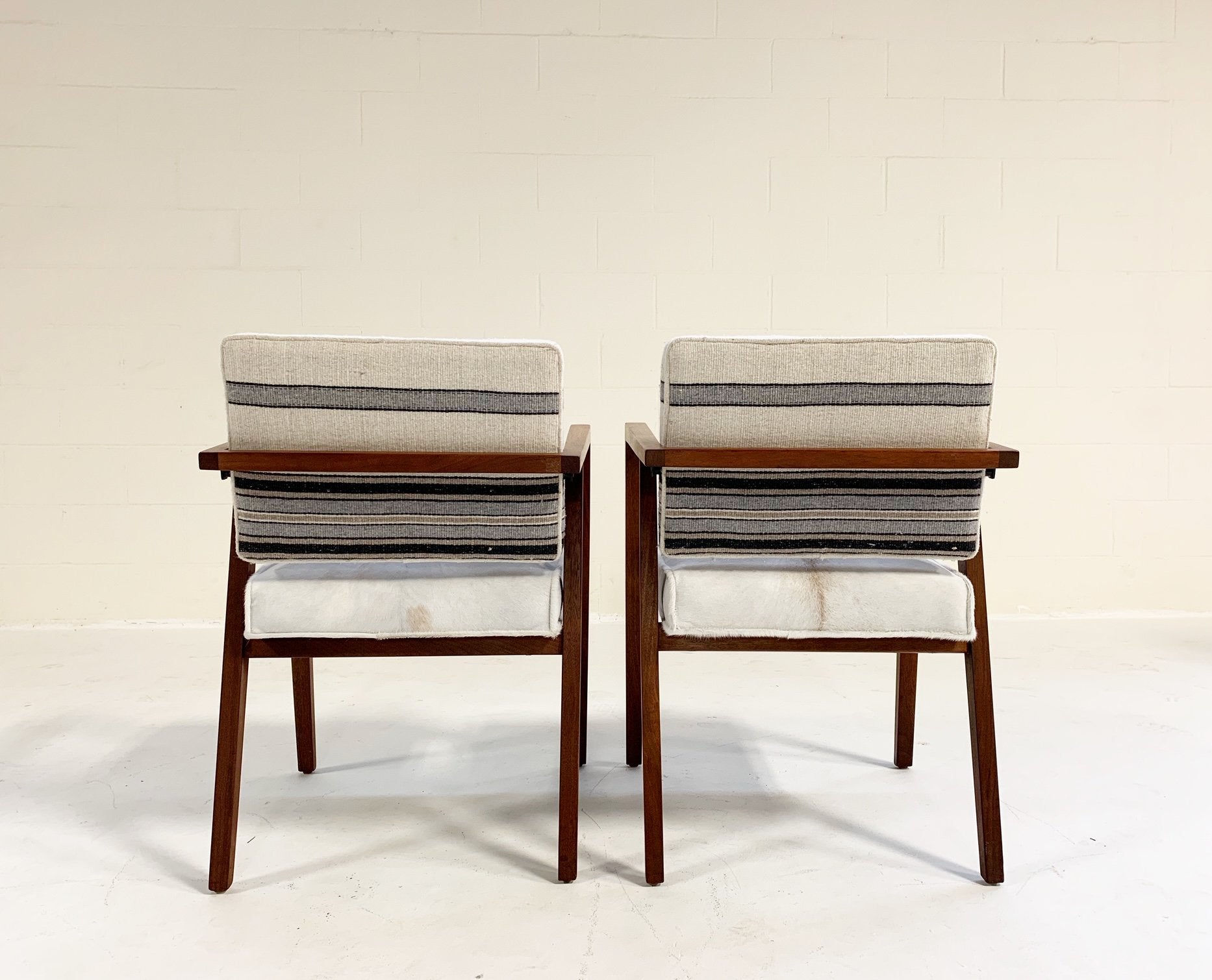 Franco Albini for Knoll Model 48 Chairs in Ivory Calfskin and Isabel Marant Ivory Silk Wool