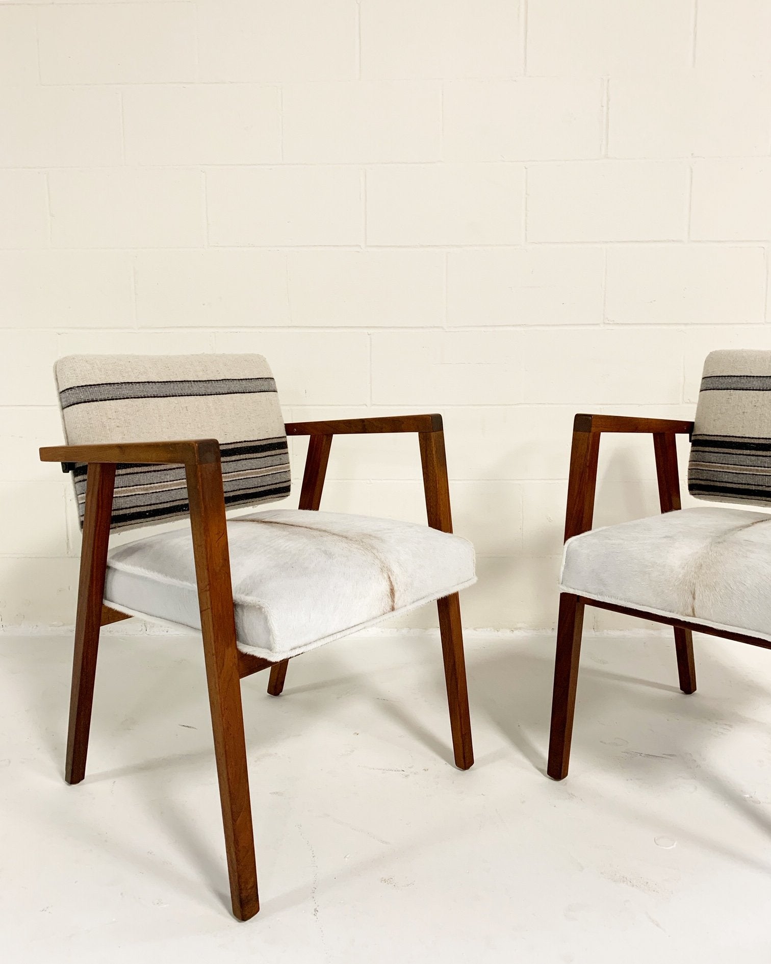 Franco Albini for Knoll Model 48 Chairs in Ivory Calfskin and Isabel Marant Ivory Silk Wool