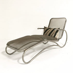 Midcentury Iron Mesh Chaise Lounge Chair