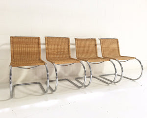 Set of Four MR 10 Side Chairs by Ludwig Mies van der Rohe for Knoll with Zebra Hide Pillows
