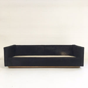 Pair of Mid-Century Sofa and Chair in Natural Black Cowhide