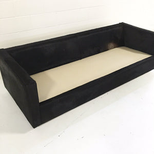 Pair of Mid-Century Sofa and Chair in Natural Black Cowhide