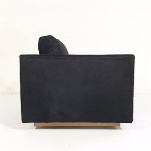 Pair of Mid-Century Sofa and Chair in Natural Black Cowhide