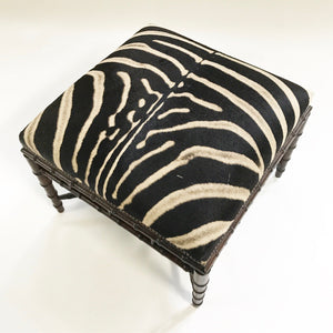 Chinoiserie Style Ottoman in Zebra Hide