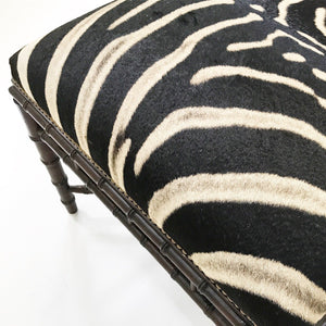 Chinoiserie Style Ottoman in Zebra Hide