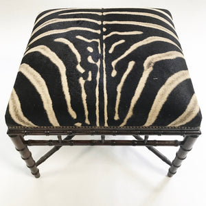 Chinoiserie Style Ottoman in Zebra Hide