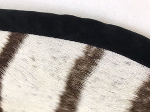 Zebra Hide Rug Trimmed in Black Velvet