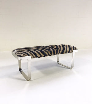 Milo Baughman Chrome Bench in Zebra Hide