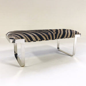Milo Baughman Chrome Bench in Zebra Hide
