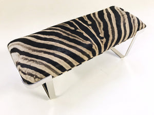 Milo Baughman Chrome Bench in Zebra Hide