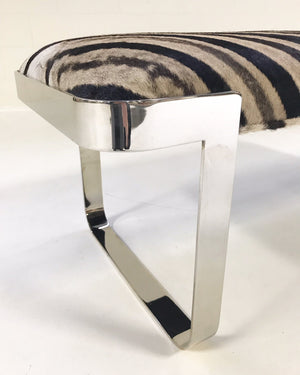 Milo Baughman Chrome Bench in Zebra Hide