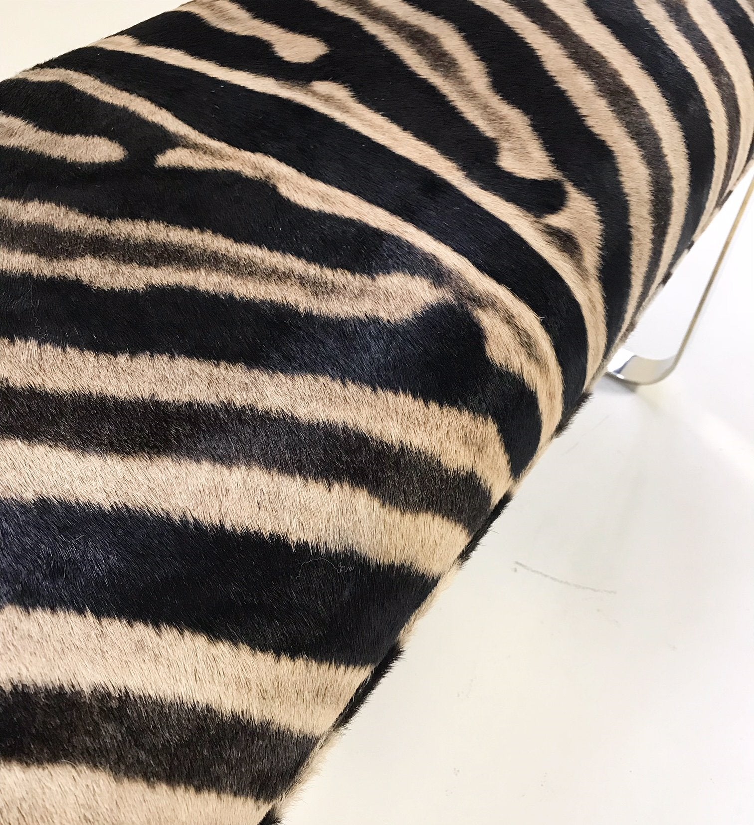 Milo Baughman Chrome Bench in Zebra Hide